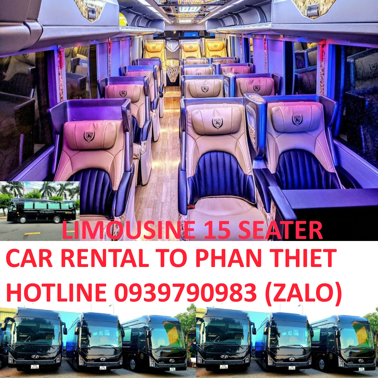 15 seater limousine to Phan Thiet